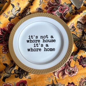 Gold and White Decorative Plate